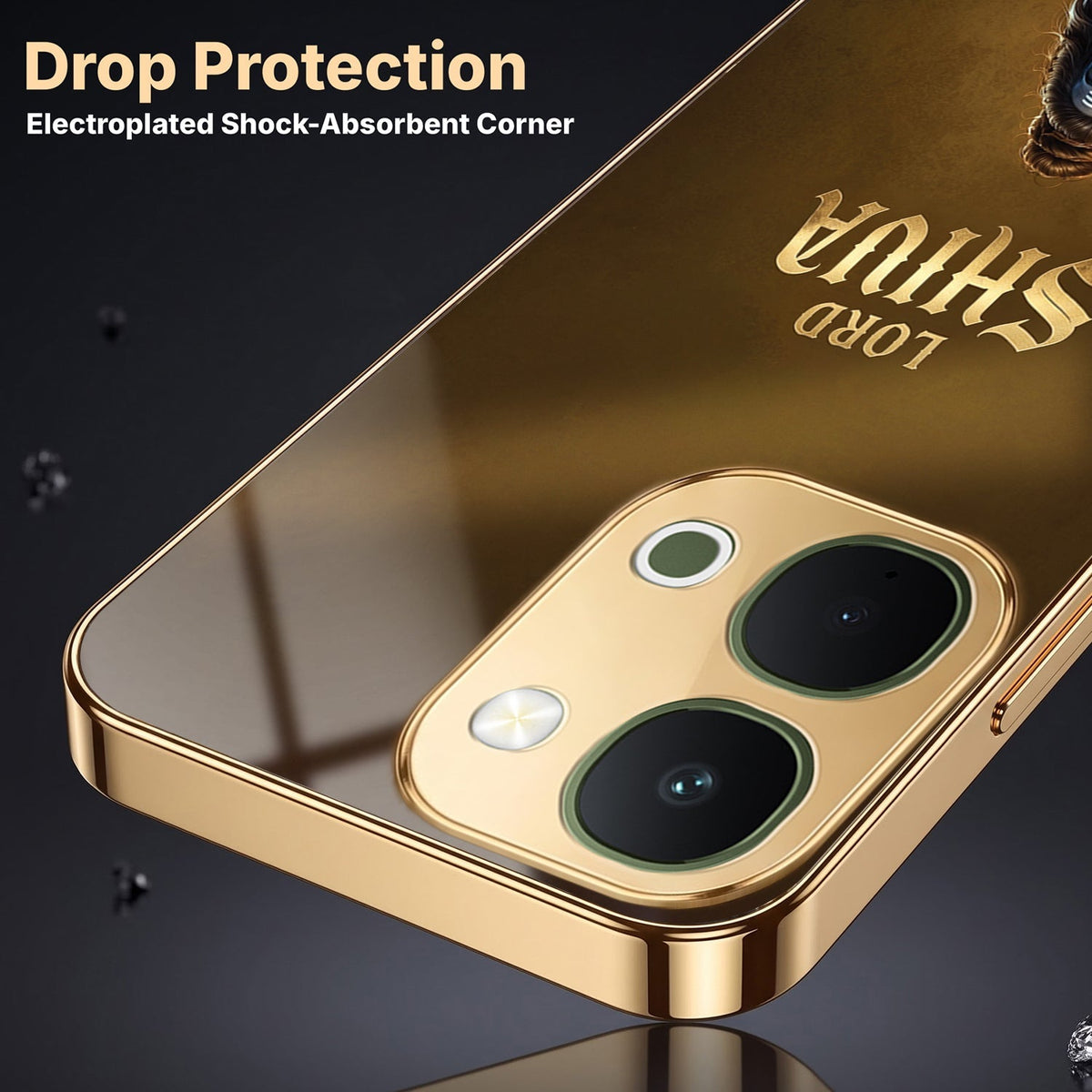 Vivo Y51 Pro 5G Lord Shiva Gold Electroplated Glass Phone Back Case
