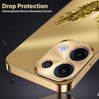 Oppo Reno 13 5G Golden Eagle Gold Electroplated Glass Phone Back Case
