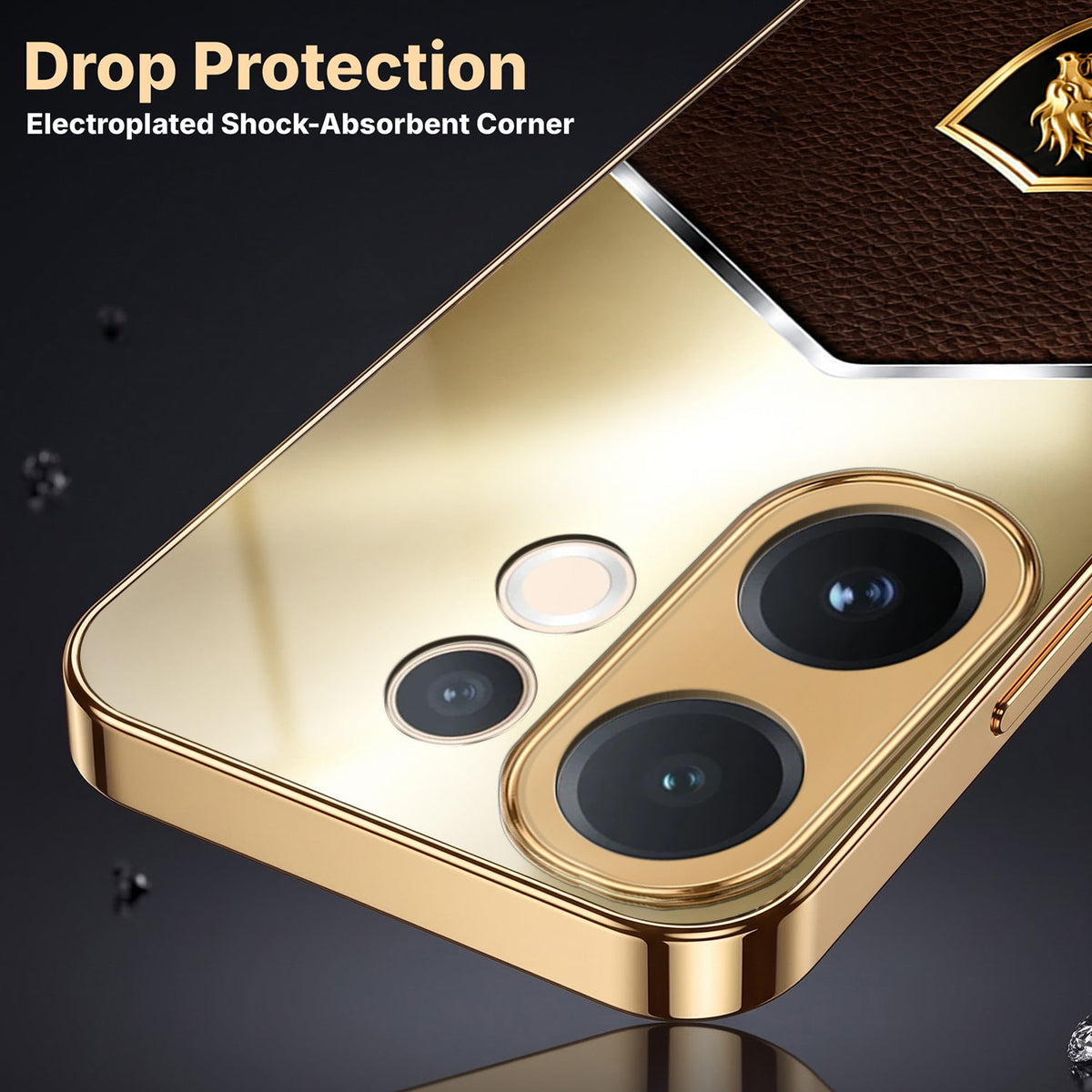 Vivo T4 Pro 5G Dragon Crest Gold Electroplated Glass Phone Back Case