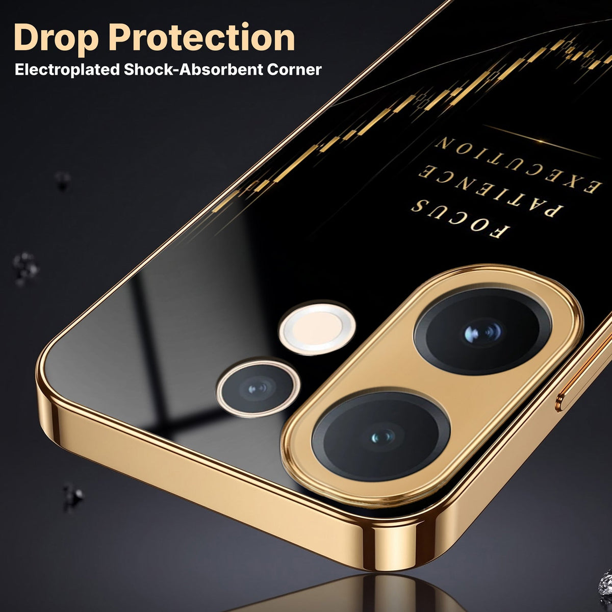 Vivo V60 5G Focus Gold Electroplated Glass Phone Back Case