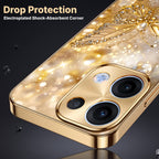 Oppo Reno 13 5G Golden Butterfly Gold Electroplated Glass Phone Back Case