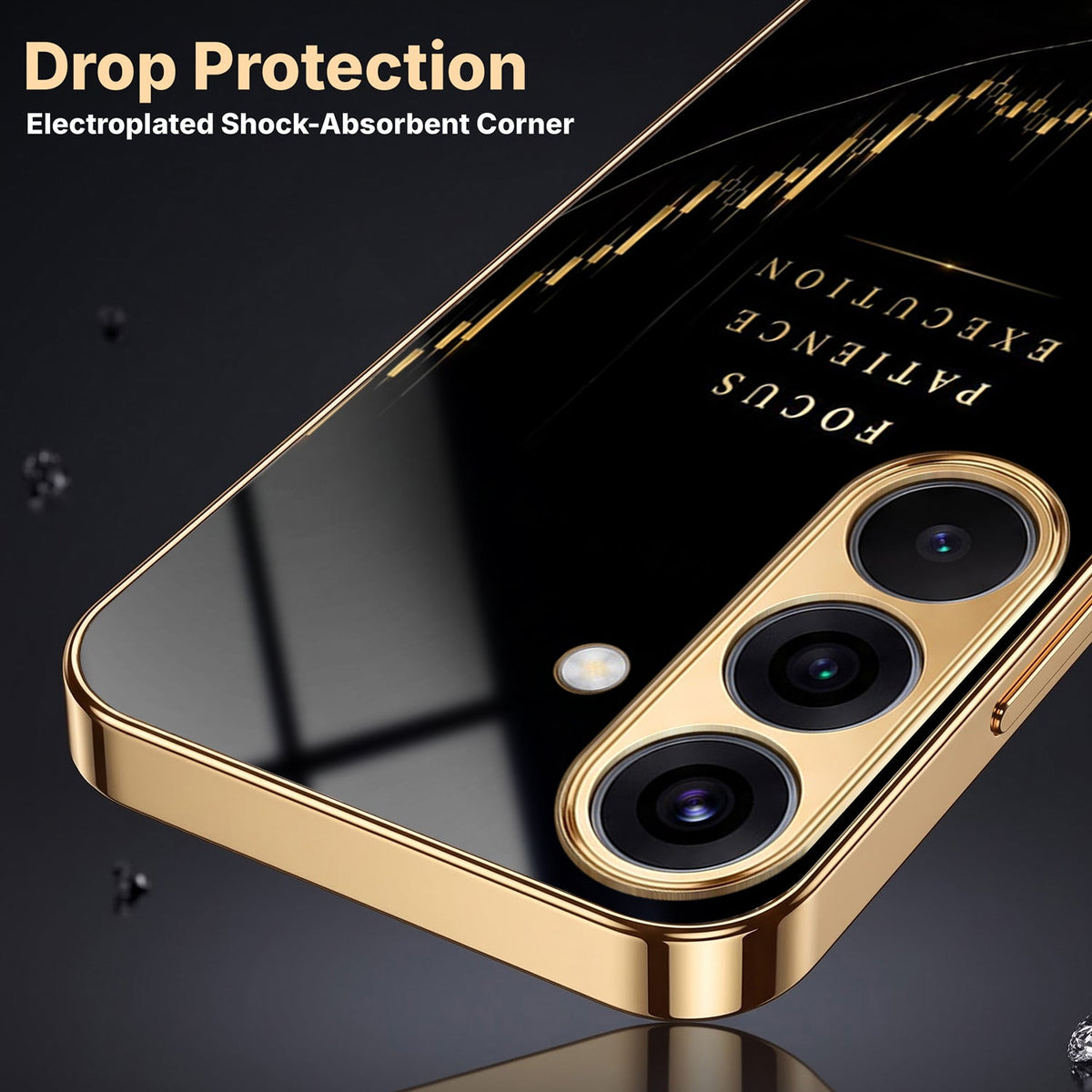 Samsung Galaxy A56 5G Focus Gold Electroplated Glass Phone Back Case