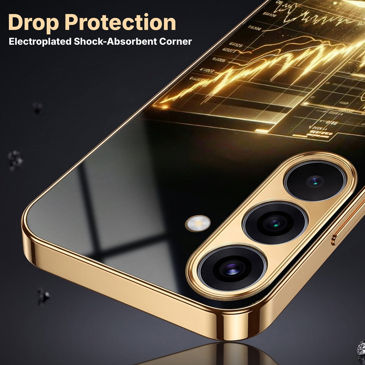 Samsung Galaxy A36 5G Luxury Wealth Trader Gold Electroplated Glass Phone Back Case