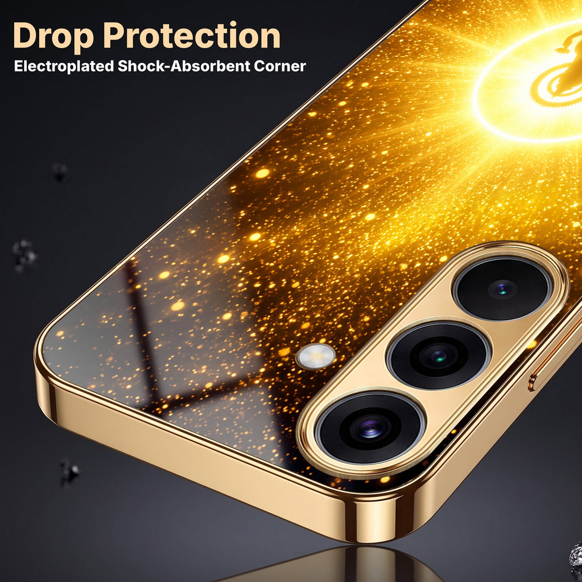 Samsung Galaxy A56 5G Lakshmi Sacred Gold Electroplated Glass Phone Back Case
