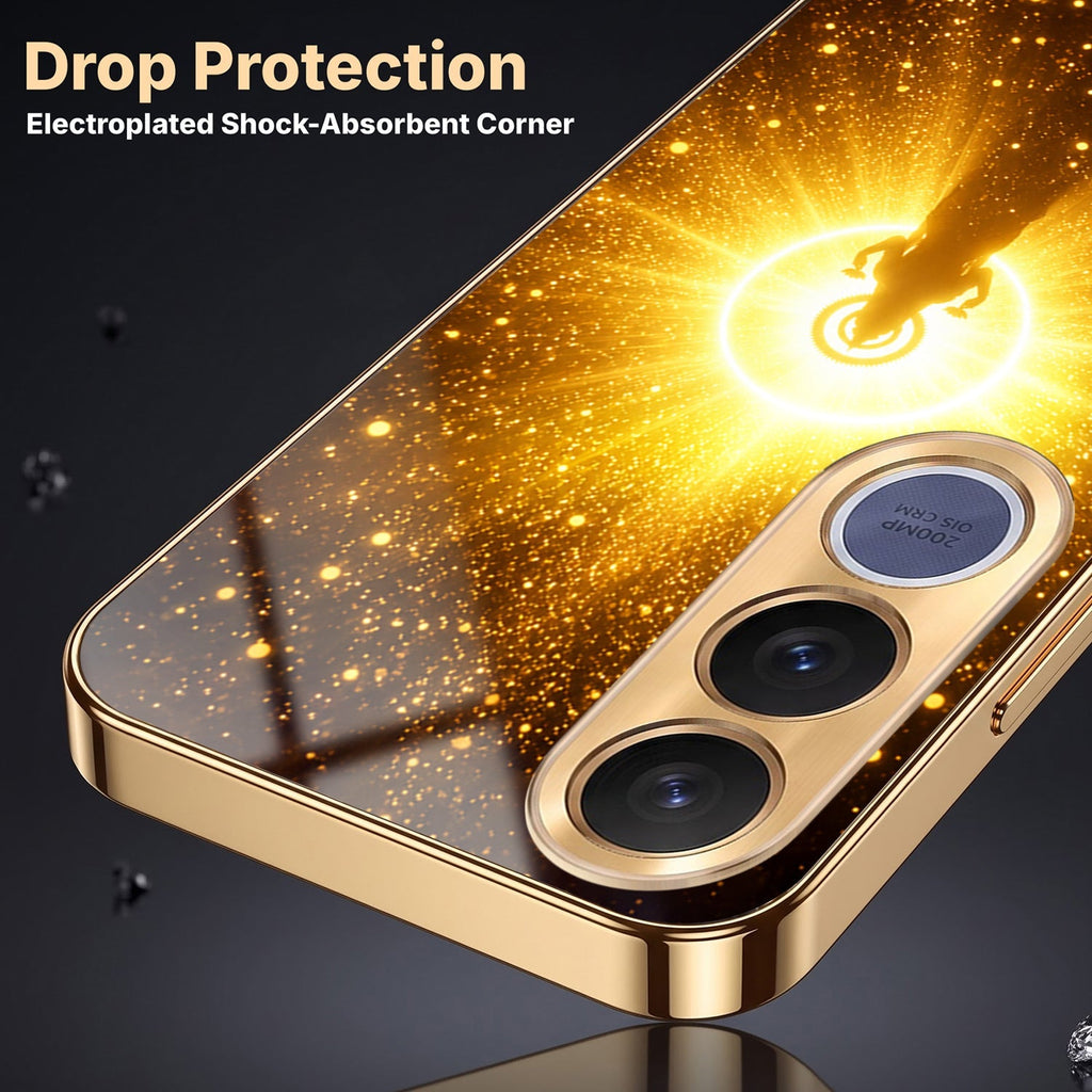 Vivo V70 FE 5G Lakshmi Sacred Gold Electroplated Glass Phone Back Case