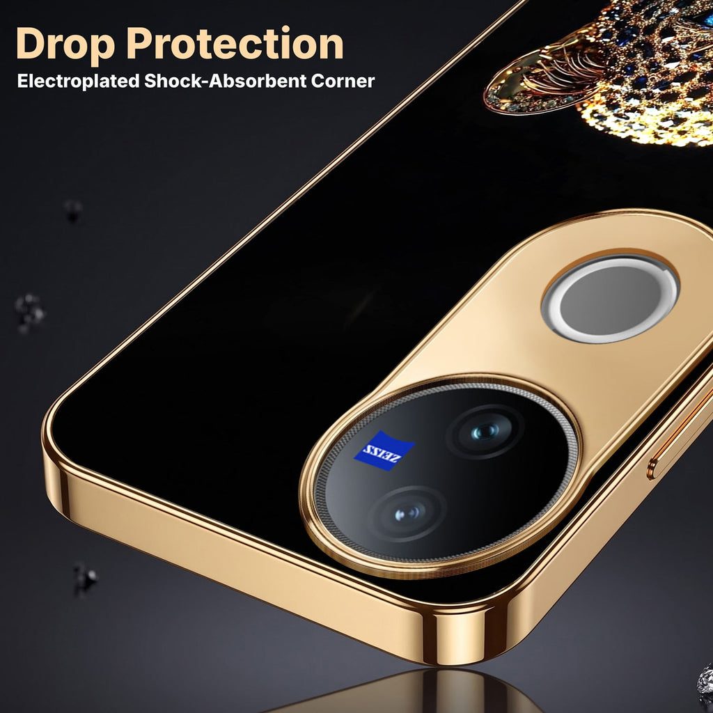 Vivo T4R 5G Panther Gold Electroplated Glass Phone Back Case