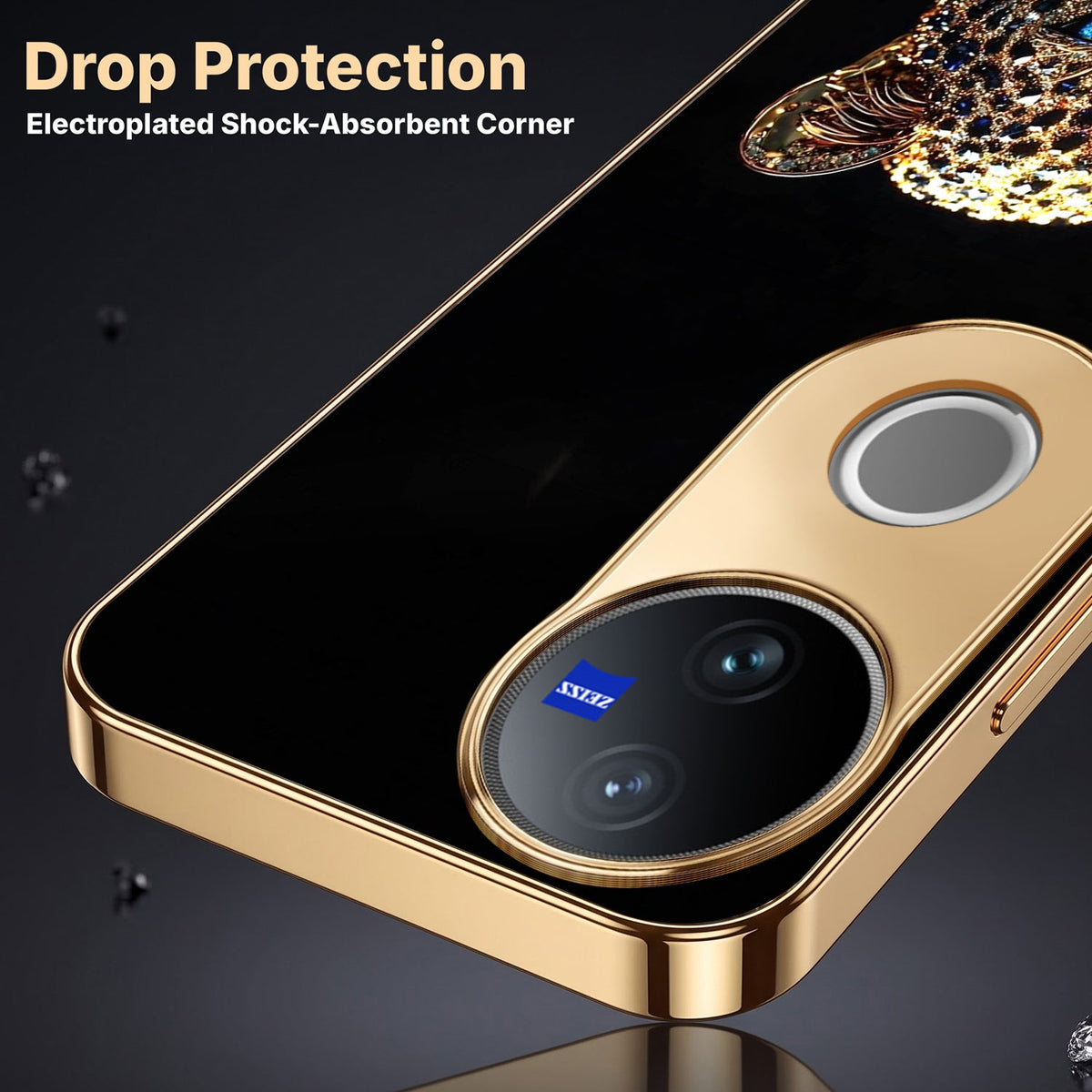 Vivo T4R 5G Panther Gold Electroplated Glass Phone Back Case