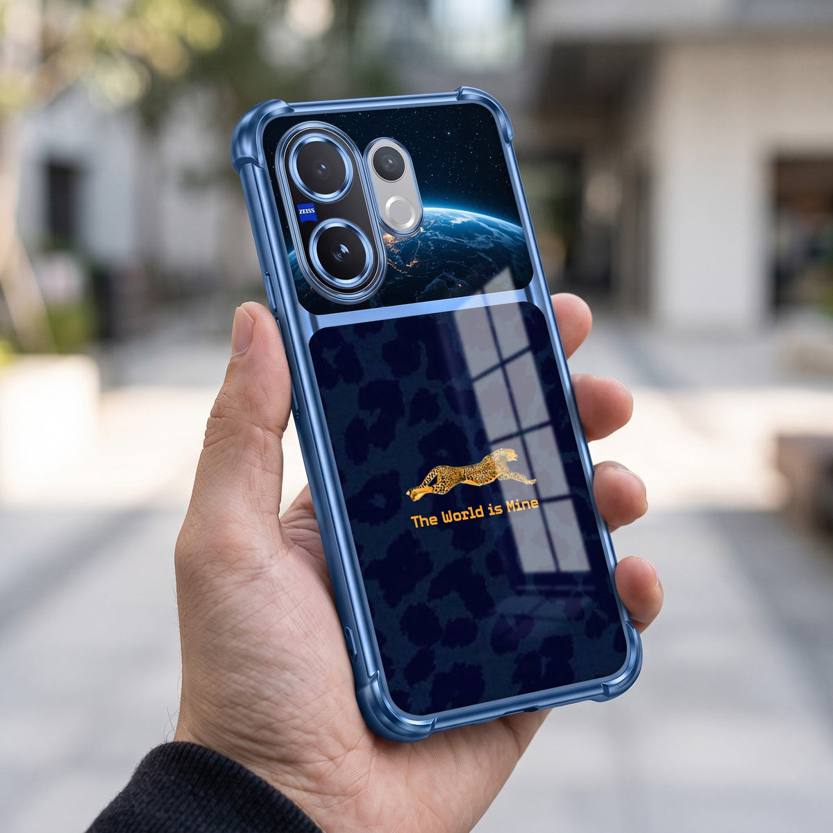 Vivo V60 5G World Is Mine Dual-Tone Transparent Blue Airbags Case