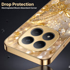 Redmi Note 15 Pro+ 5G Golden Butterfly Gold Electroplated Glass Phone Back Case