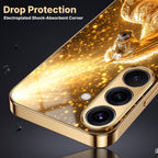 Samsung Galaxy A56 5G Golden Horse Sparkle Gold Electroplated Glass Phone Back Case