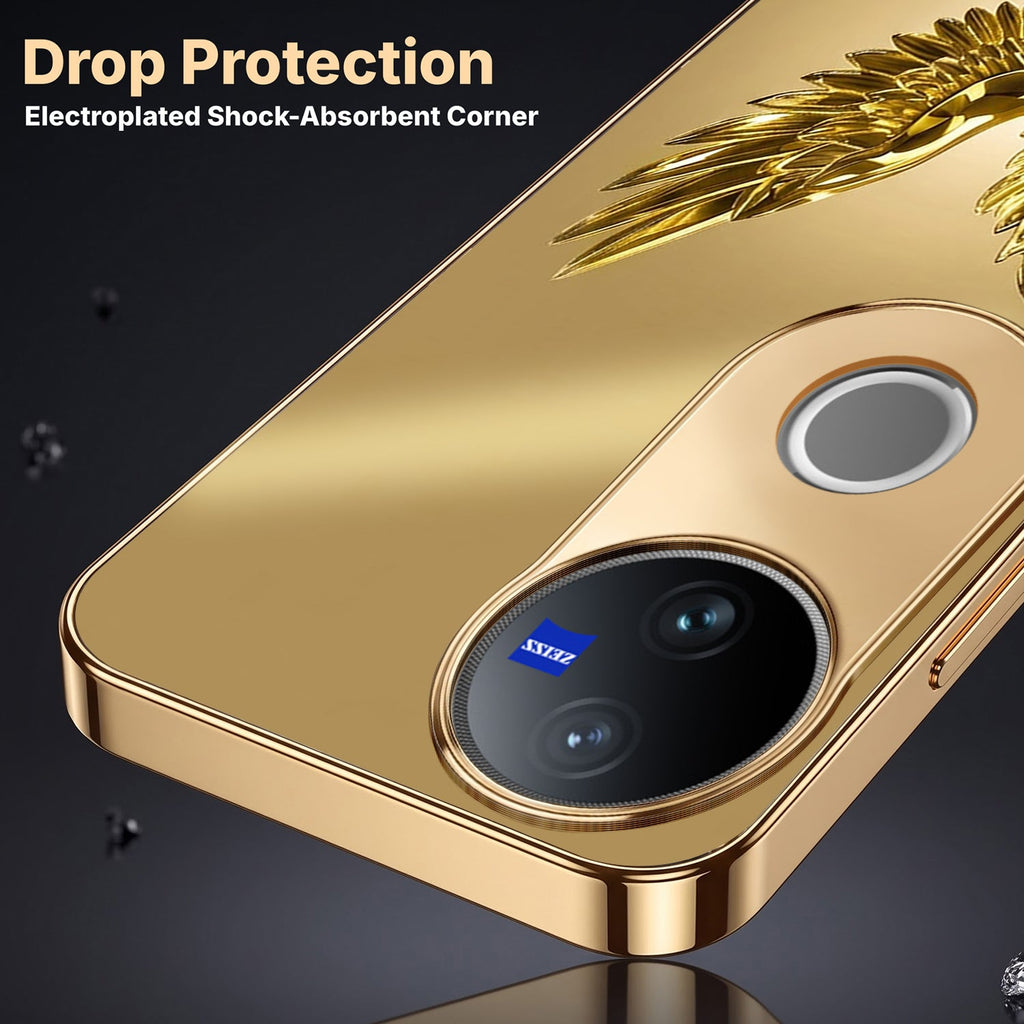 Vivo T4R 5G Golden Eagle Gold Electroplated Glass Phone Back Case