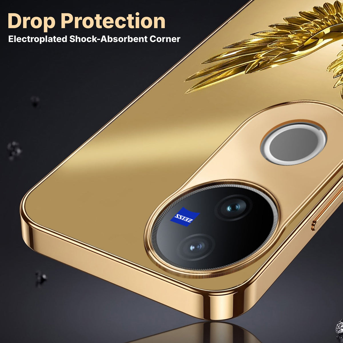 Vivo T4R 5G Golden Eagle Gold Electroplated Glass Phone Back Case