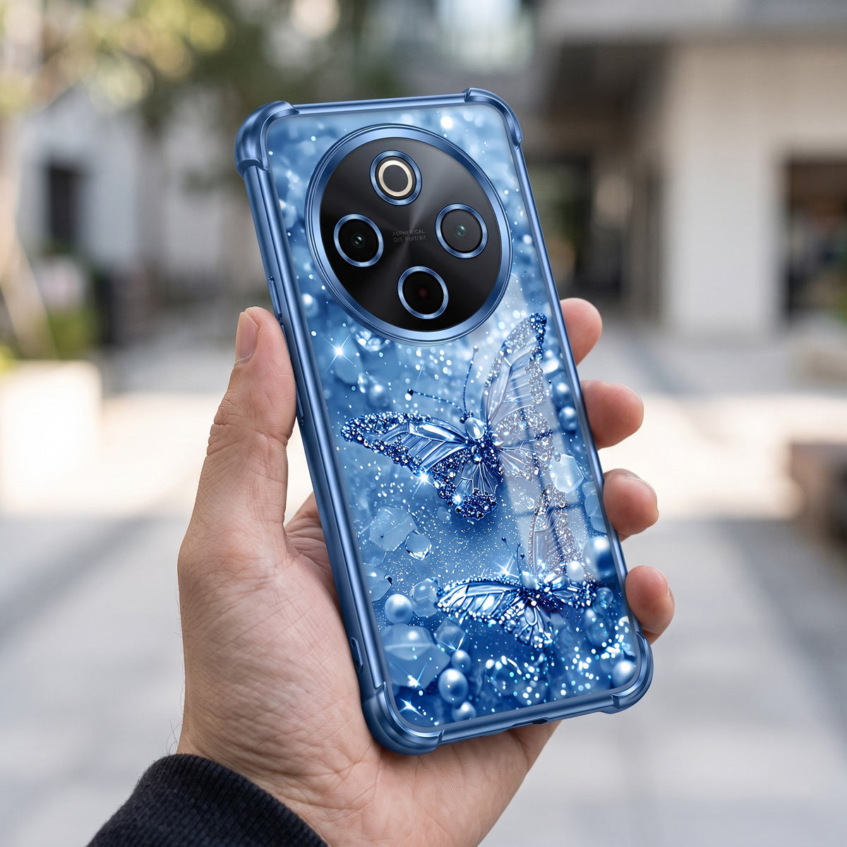 Vivo T4 5G Butterfly Blue Airbags Printed Back Case