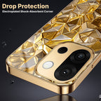 OnePlus 13s 5G Golden Diamond Shatter Gold Electroplated Glass Phone Back Case