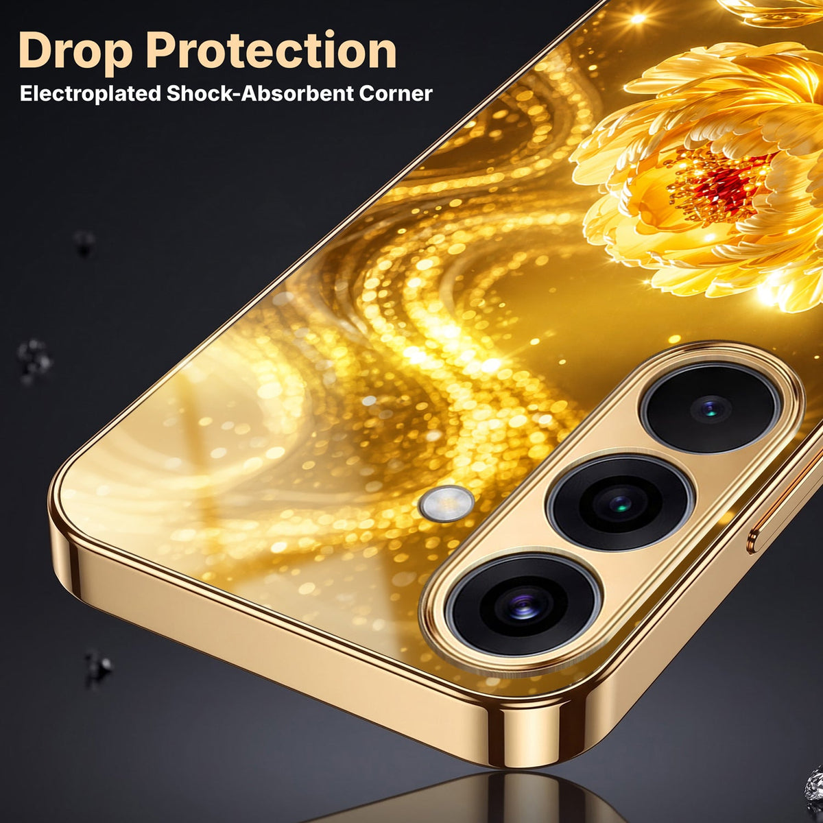 Samsung Galaxy A56 5G Golden Rose Elegance Gold Electroplated Glass Phone Back Case