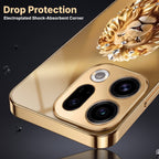 Oppo Find X9 5G Luxury Lion Gold Electroplated Glass Phone Back Case
