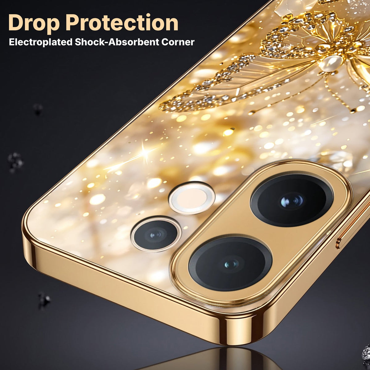 Vivo T4 Pro 5G Golden Butterfly Gold Electroplated Glass Phone Back Case