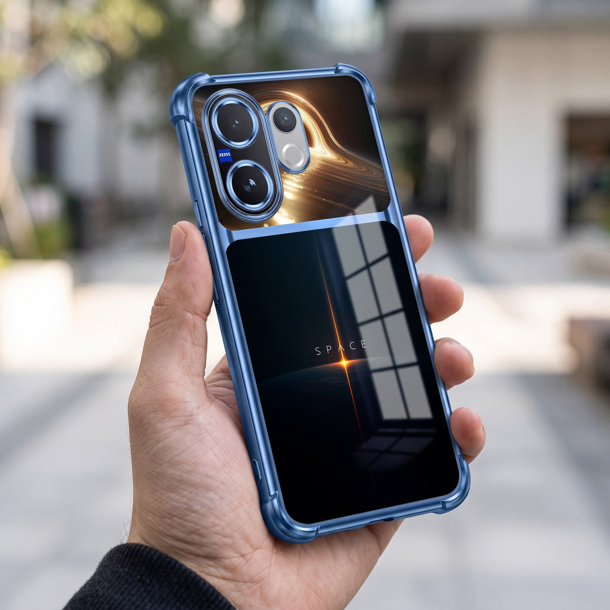 Vivo V60 5G Space Dual-Tone Transparent Blue Airbags Case