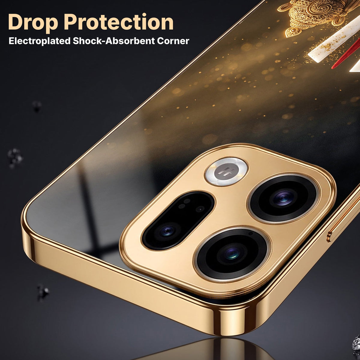 Oppo Find X9 5G Royal Heritage Edition Gold Electroplated Glass Phone Back Case