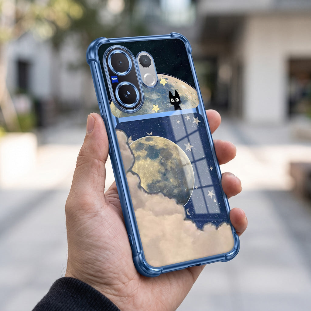 Vivo V60 5G Moonlight Galaxy Dual-Tone Transparent Blue Airbags Case