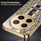 Vivo X300 Pro 5G Luxury Dior Gold Electroplated Glass Phone Back Case