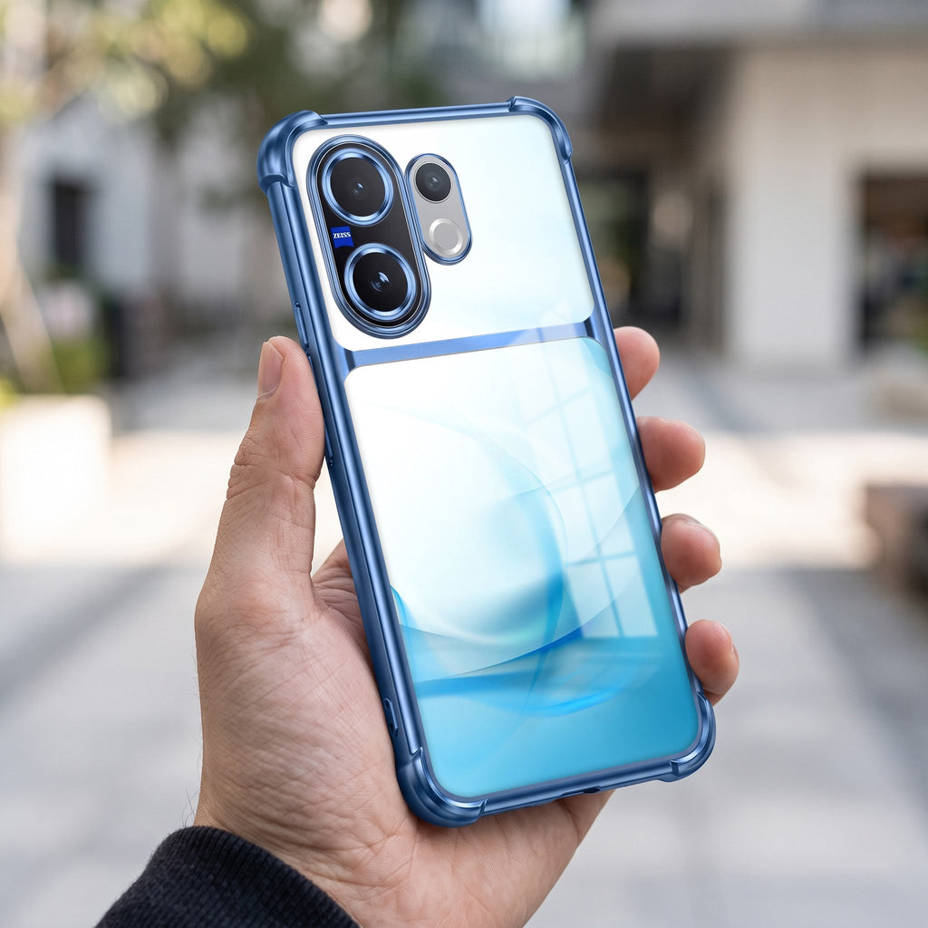 Vivo V60 5G Crystal Blue Dual-Tone Transparent Blue Airbags Case