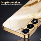 Oneplus Nord 5 5G Marvel Texture Gold Electroplated Glass Phone Back Case
