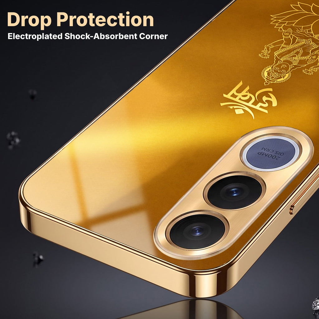 Vivo V70 FE 5G Shree Lakshmi Divine Gold Electroplated Glass Phone Back Case