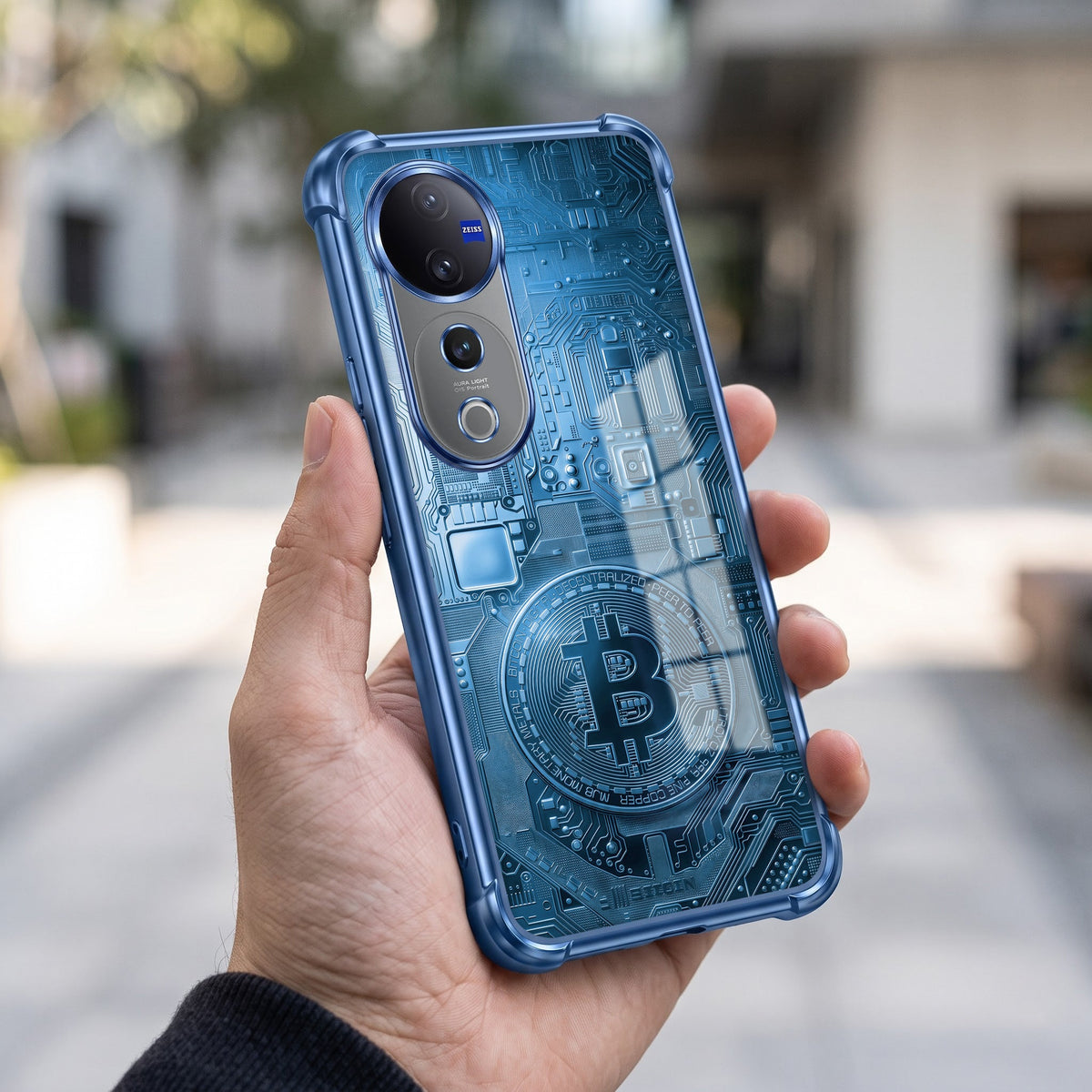 Vivo V40 Pro 5G Bitcoin Blue Airbags Printed Back Case