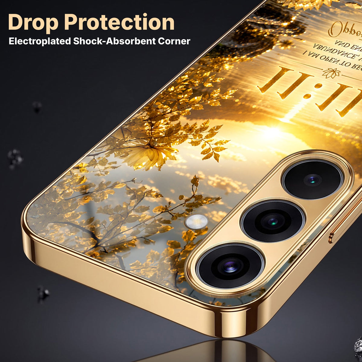 Samsung Galaxy A56 5G 11:11 Manifestation Gold Electroplated Glass Phone Back Case
