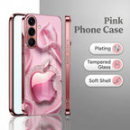 Samsung Galaxy A36 5G Luxury Apple Logo Pink Electroplated Glass Phone Back Case