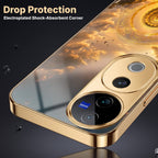 Vivo V40 Pro 5G Celestial Seven Horses Gold Electroplated Glass Phone Back Case