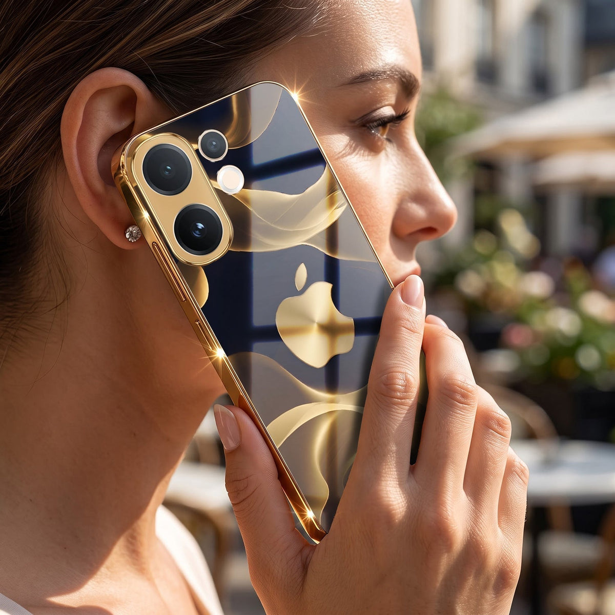 Vivo V60e 5G Luxury Wave Gold Electroplated Glass Phone Back Case