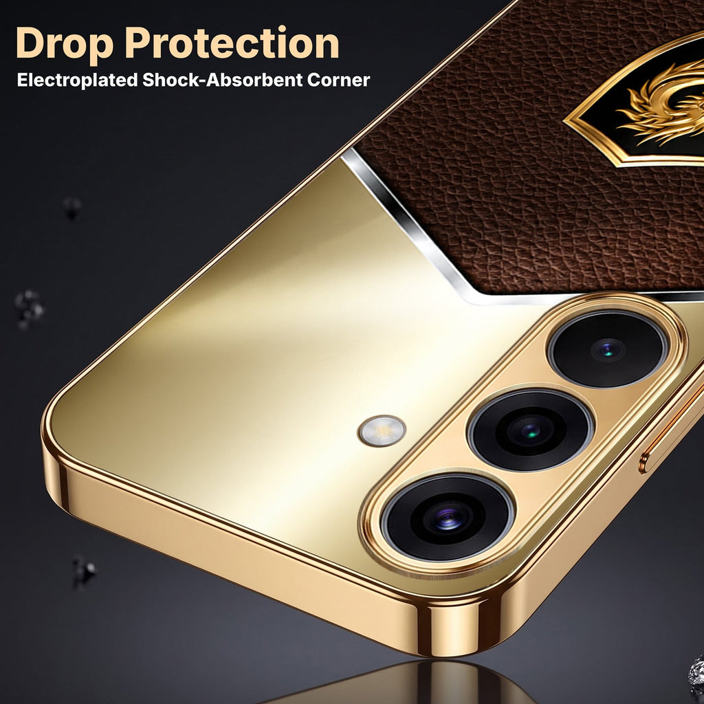 Samsung Galaxy A36 5G Dragon Crest Gold Electroplated Glass Phone Back Case