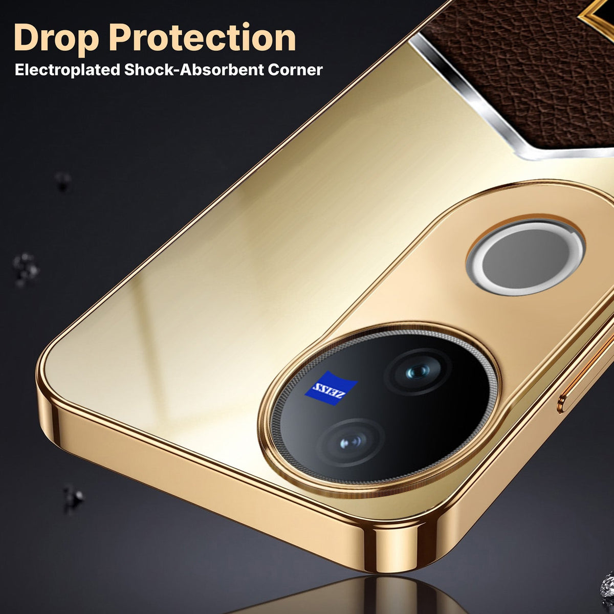 Vivo T4R 5G Dragon Crest Gold Electroplated Glass Phone Back Case