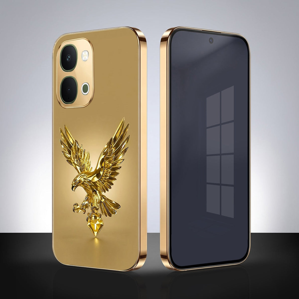 Vivo Y51 Pro 5G Golden Eagle Gold Electroplated Glass Phone Back Case