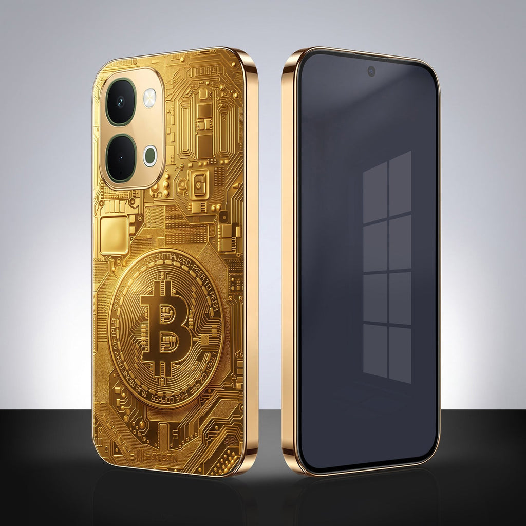 Vivo Y51 Pro 5G Bitcoin Gold Electroplated Glass Phone Back Case