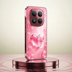 Redmi Note 15 Pro+ 5G Luxury 3D Jelly Heart Pink Electroplated Glass Phone Back Case