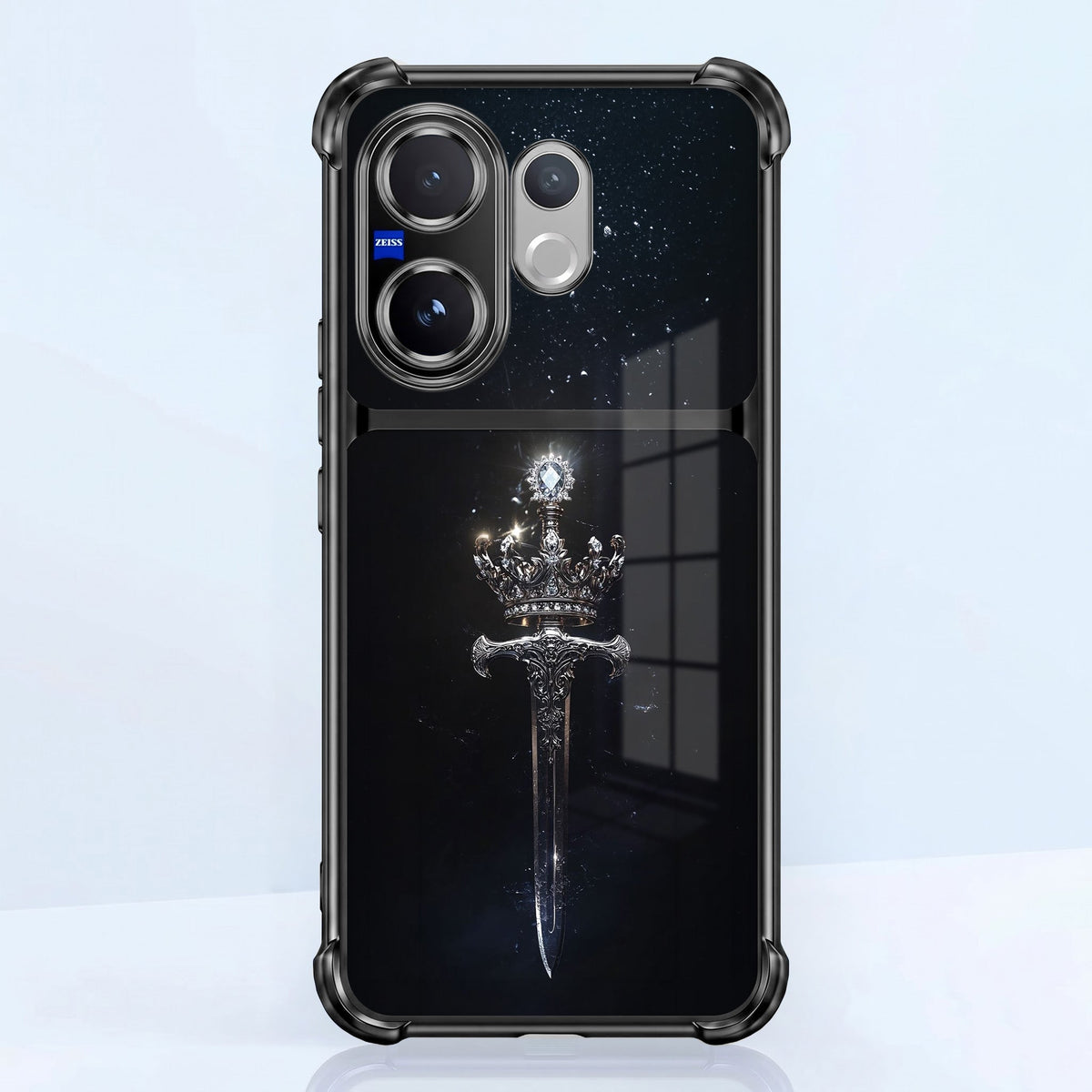 Vivo V60 5G Royal Crown Sword Dual-Tone Transparent Black Airbags Case