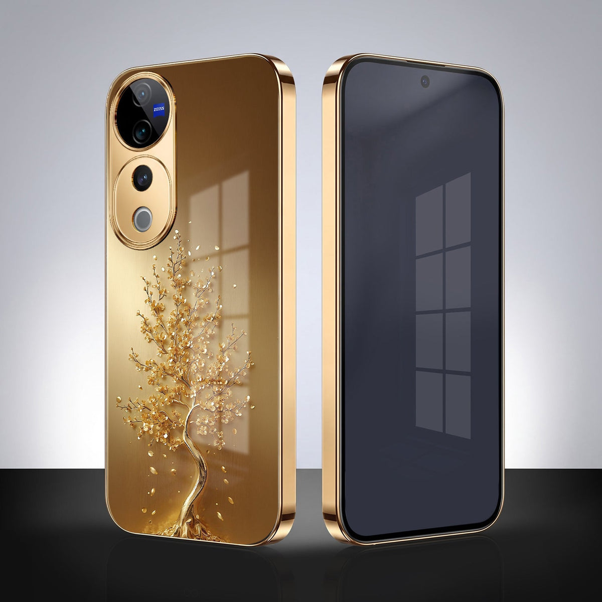 Vivo V40 Pro 5G Golden Tree Gold Electroplated Glass Phone Back Case