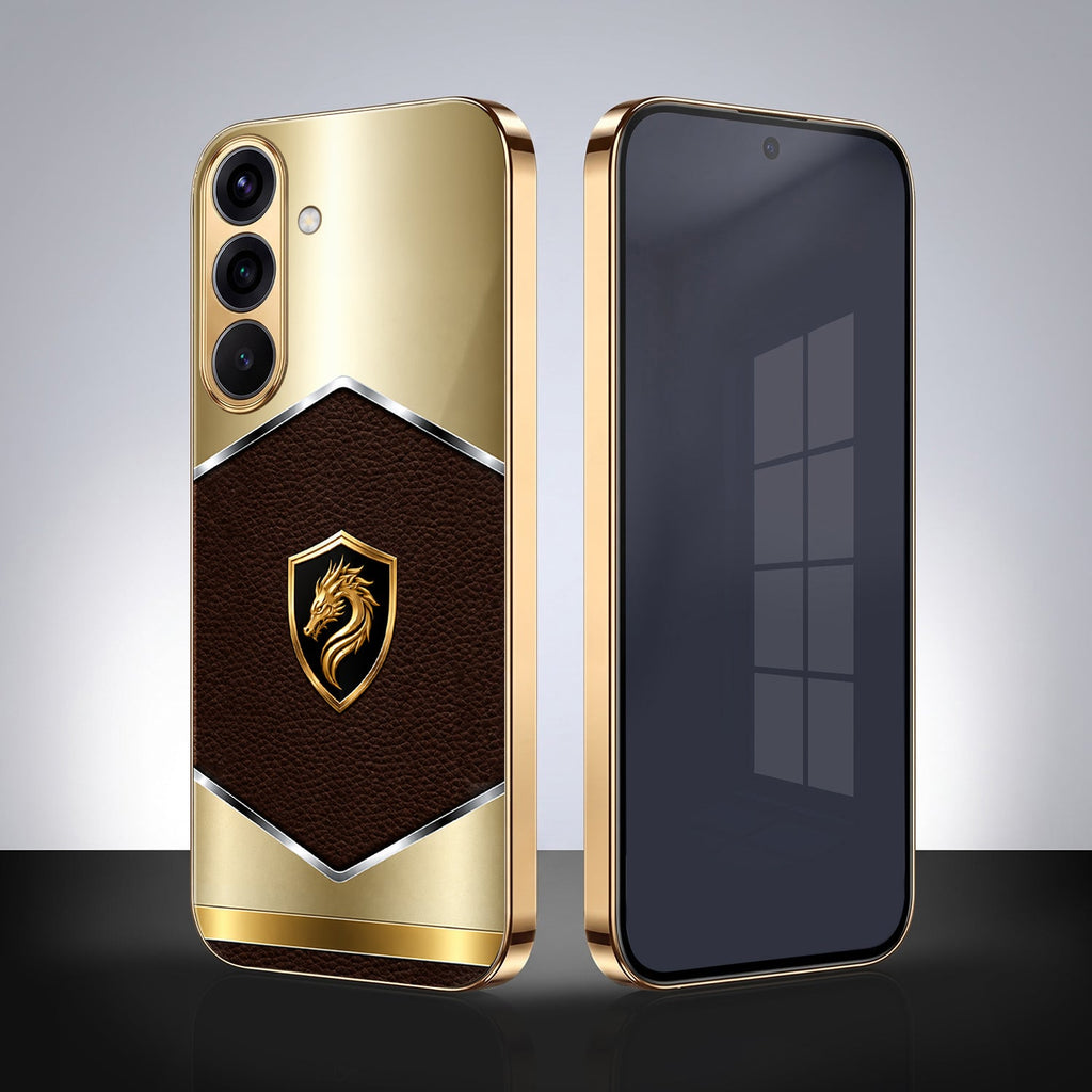 Samsung Galaxy A36 5G Dragon Crest Gold Electroplated Glass Phone Back Case