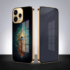 Oppo Reno 15 5G Golden Peacock Feather Gold Electroplated Glass Phone Back Case