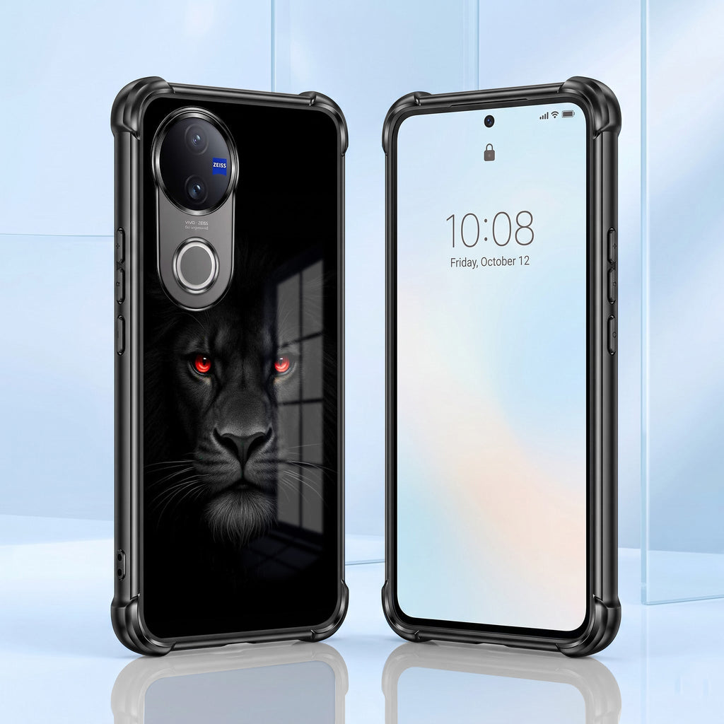 Vivo V50 5G Premium Black Lion Black Airbags Printed Back Case