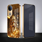 Vivo V50 5G Luxury Tiger Gold Electroplated Glass Case