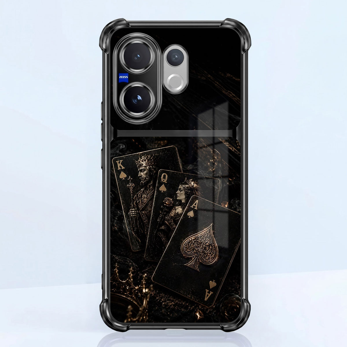 Vivo V60 5G Gold Poker Cards Dual-Tone Transparent Black Airbags Case