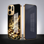 Oppo Reno 14 5G Luxury Wealth Trader Gold Electroplated Glass Case