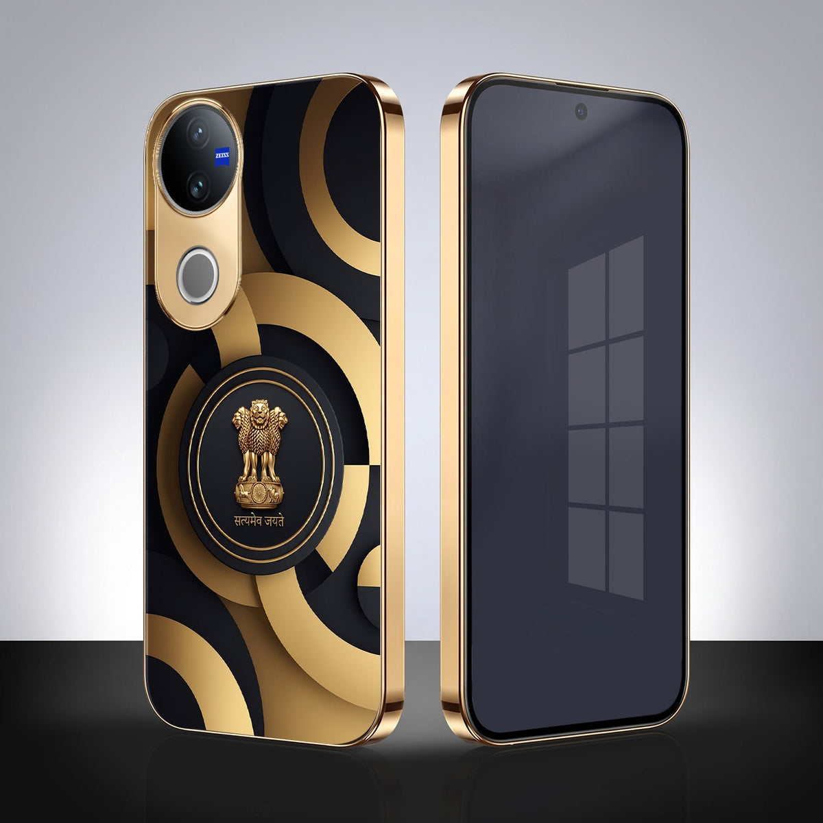Vivo T4R 5G Royal Emblem Gold Electroplated Glass Phone Back Case