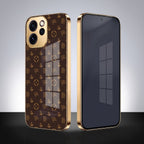 Oppo Reno 15 Mini 5G Luxury Monogram Brown Electroplated Gold Glass Case