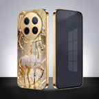 Vivo X300 Pro 5G Luxury Horse Texture Gold Electroplated Glass Phone Back Case