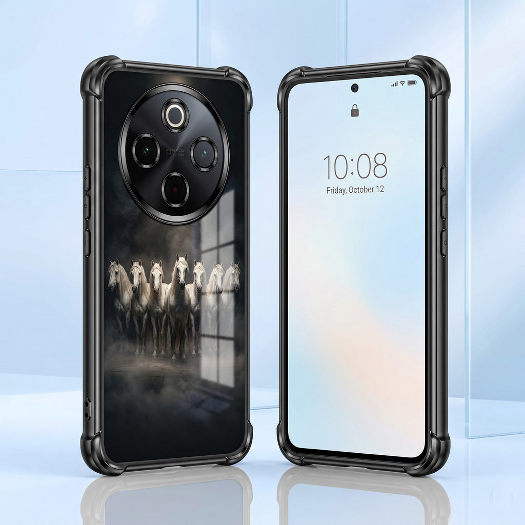 Vivo T4 5G Running Horses Black Airbags Printed Back Case